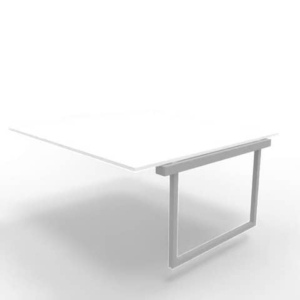 Postazione aggiuntiva bench piano Bianco 180x160xh.75 cm gamba ad anello in acciaio Argento Practika P2 ECBIA18-BA-A-0