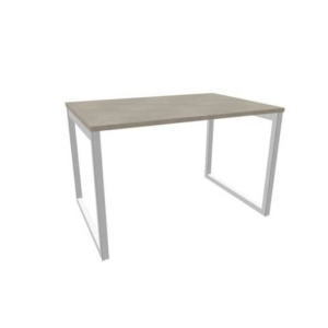 Scrivania piano cemento 120x80xh.75 cm gamba ad anello in acciaio Argento linea Practika P2 Quadrifoglio - ECSAT120-CL-A-0
