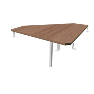 Raccordo 90° piano Noce canaletto 84x84xh.75 cm gamba in acciaio Argento per scrivanie Practika P3 ECRA9003-NO-A-0