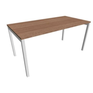 Scrivania piano Noce canaletto 160x80xh.75 cm gamba a ponte in acciaio Argento linea Practika P3 ECSPT160-NO-A-0