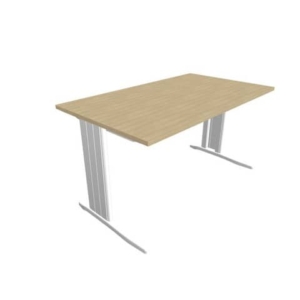 Scrivania piano Rovere 140x80xh.75 cm gamba a L in acciaio Argento linea Practika P1 Quadrifoglio - ECSMT140-RK-A-0