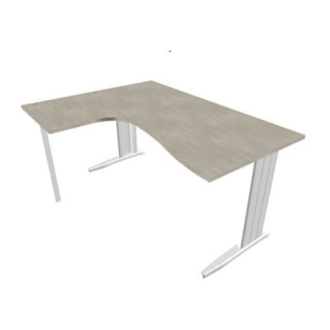 Scrivania penisola a sx piano cemento 160x120xh.75 cm gamba a L in acciaio Quadrifoglio piano cemento ECSMT16S-CL-A-0