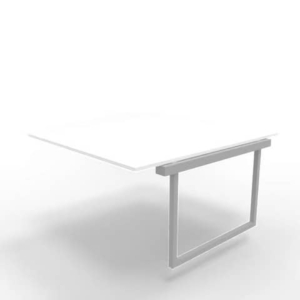 Postazione aggiuntiva bench piano Bianco 140x160xh.75 cm gamba ad anello in acciaio Argento Practika P2 ECBIA14-BA-A-0