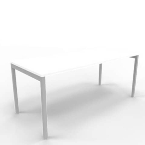Scrivania piano Bianco 180x80xh.75 cm gamba a ponte in acciaio Argento linea Practika P3 Quadrifoglio - ECSPT180-BA-A-0