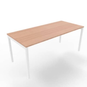 Scrivania piano Noce canaletto 180x80xh.75 cm gamba a ponte in acciaio Bianco linea Practika P3 ECSPT180-NO-I-0