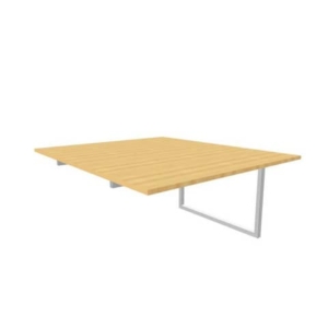 Postazione aggiuntiva bench piano Faggio 140x160xh.75 cm gamba ad anello in acciaio Argento Practika P2 ECBIA14-FA-A-0