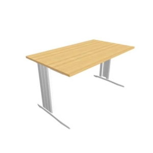 Scrivania piano Faggio 140x80xh.75 cm gamba a L in acciaio Argento linea Practika P1 Quadrifoglio - ECSMT140-FA-A-0