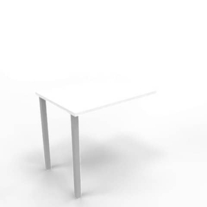 Dattilo scrivania sospeso piano Bianco 80x60xh.75 cm gamba sezione quadrata in acciaio Argento Practika ECDM080-BA-A-0