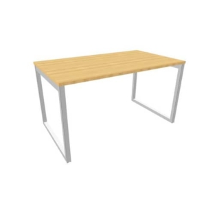 Scrivania piano Faggio 140x80xh.75 cm gamba ad anello in acciaio Argento linea Practika P2 Quadrifoglio - ECSAT140-FA-A-0