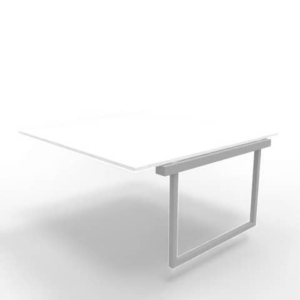 Postazione aggiuntiva bench piano Bianco 160x160xh.75 cm gamba ad anello in acciaio Argento Practika P2 ECBIA16-BA-A-0