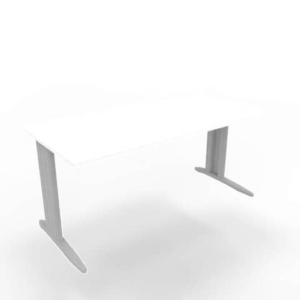 Scrivania piano Bianco 160x80xh.75 cm gamba a L in acciaio Argento linea Practika P1 Quadrifoglio - ECSMT160-BA-A-0