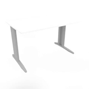 Scrivania piano Bianco120x80xh.75 cm gamba a L in acciaio Argento linea Practika P1 Quadrifoglio - ECSMT120-BA-A-0