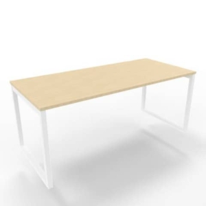 Scrivania piano Rovere 180x80xh.75 cm gamba ad anello in acciaio Bianco linea Practika P2 Quadrifoglio - ECSAT180-RK-I-0