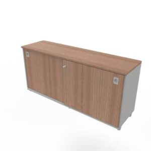 Armadio basso altezza scrivania ante scorrevoli Noce canaletto doppia larghezza 160x45xh.73 cm - ECEB16S-NO-NO-0