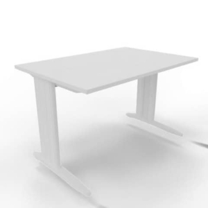 Scrivania piano Bianco 120x80xh.75 cm gamba a L in acciaio Bianco linea Practika P1 Quadrifoglio - ECSMT120-BA-I-0