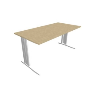 Scrivania piano Rovere 160x80xh.75 cm gamba a L in acciaio Argento linea Practika P1 Quadrifoglio - ECSMT160-RK-A-0