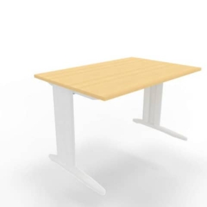 Scrivania piano Faggio120x80xh.75 cm gamba a L in acciaio Bianco linea Practika P1 Quadrifoglio - ECSMT120-FA-I-0