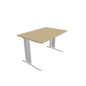 Scrivania piano Rovere 120x80xh.75 cm gamba a L in acciaio Argento linea Practika P1 Quadrifoglio - ECSMT120-RK-A-0