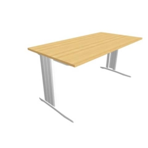Scrivania piano Faggio 160x80xh.75 cm gamba a L in acciaio Argento linea Practika P1 Quadrifoglio - ECSMT160-FA-A-0