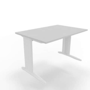 Scrivania piano Grigio 120x80xh.75 cm gamba a L in acciaio Bianco linea Practika P1 Quadrifoglio - ECSMT120-GR-I-0