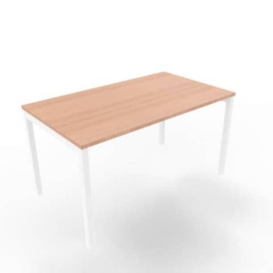 Scrivania piano Noce canaletto 140x80xh.75 cm gamba a ponte in acciaio Bianco linea Practika P3 ECSPT140-NO-I-0