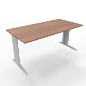 Scrivania piano Noce canaletto 160x80xh.75 cm gamba a L in acciaio Argento linea Practika P1 ECSMT160-NO-A-0