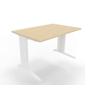 Scrivania piano Rovere 120x80xh.75 cm gamba a L in acciaio Bianco linea Practika P1 Quadrifoglio - ECSMT120-RK-I-0