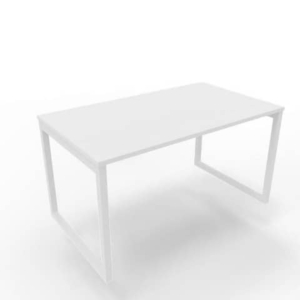 Scrivania piano Bianco 140x80xh.75 cm gamba ad anello in acciaio Bianco linea Practika P2 Quadrifoglio - ECSAT140-BA-I-0