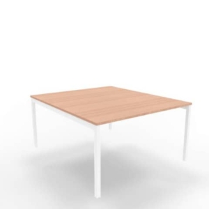Bench piano Noce canaletto 140x160xh.75 cm gamba a ponte in acciaio Bianco linea Practika P3 Quadrifoglio - ECBEC14-NO-I-0