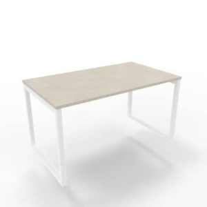 Scrivania piano cemento 140x80xh.75 cm gamba ad anello in acciaio Bianco linea Practika P2 Quadrifoglio - ECSAT140-CL-I-0