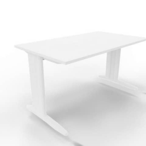 Scrivania piano Bianco 140x80xh.75 cm gamba a L in acciaio Bianco linea Practika P1 Quadrifoglio - ECSMT140-BA-I-0