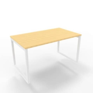 Scrivania piano Faggio 140x80xh.75 cm gamba ad anello in acciaio Bianco linea Practika P2 Quadrifoglio - ECSAT140-FA-I-0
