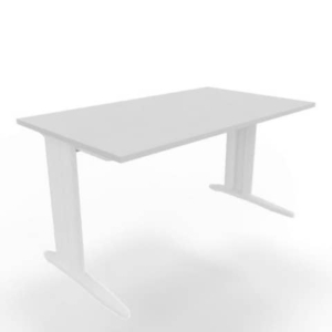 Scrivania piano cemento 140x80xh.75 cm gamba a L in acciaio Bianco linea Practika P1 Quadrifoglio - ECSMT140-CL-I-0