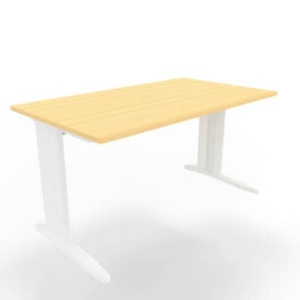 Scrivania piano Faggio 140x80xh.75 cm gamba a L in acciaio Bianco linea Practika P1 Quadrifoglio - ECSMT140-FA-I-0