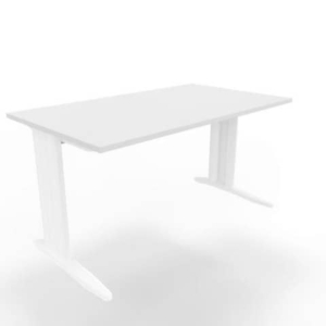 Scrivania piano Grigio 140x80xh.75 cm gamba a L in acciaio Bianco linea Practika P1 Quadrifoglio - ECSMT140-GR-I-0