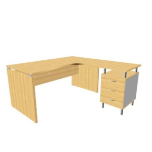 Scrivania con cassettiera destra piano Faggio 160x165xh.75 cm fianco a pannello in melaminico Practika P4 ECSLP17D-FA-FA-0