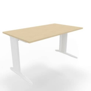Scrivania piano Rovere 140x80xh.75 cm gamba a L in acciaio Bianco linea Practika P1 Quadrifoglio - ECSMT140-RK-I-0