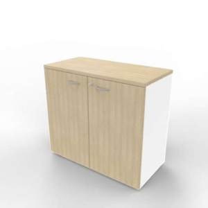Armadio basso con ante battenti Rovere scocca Bianca 90x45xh.81,5 cm linea Practika Quadrifoglio - ECEB90B-RK-BA-RK-0