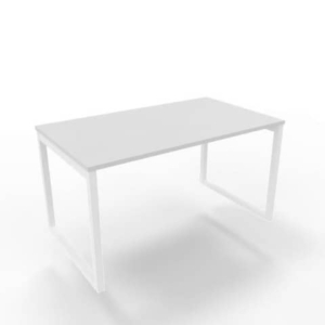 Scrivania piano Grigio 140x80xh.75 cm gamba ad anello in acciaio Bianco linea Practika P2 Quadrifoglio - ECSAT140-GR-I-0