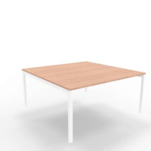 Bench piano Noce canaletto 160x160xh.75 cm gamba a ponte in acciaio Bianco linea Practika P3 Quadrifoglio - ECBEC16-NO-A-0