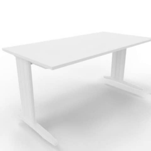 Scrivania piano Bianco 160x80xh.75 cm gamba a L in acciaio Bianco linea Practika P1 Quadrifoglio - ECSMT160-BA-I-0
