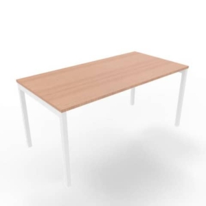 Scrivania piano Noce canaletto 160x80xh.75 cm gamba a ponte in acciaio Bianco linea Practika P3 ECSPT160-NO-I-0