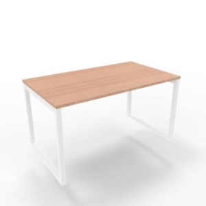 Scrivania piano Noce canaletto 140x80xh.75 cm gamba ad anello acciaio Bianco linea Practika P2 - ECSAT140-NO-I-0