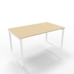 Scrivania piano Rovere 140x80xh.75 cm gamba ad anello in acciaio Bianco linea Practika P2 Quadrifoglio - ECSAT140-RK-I-0