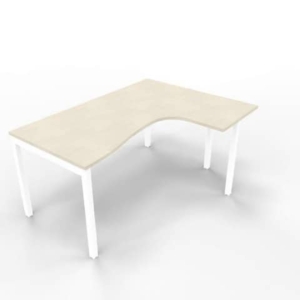 Scrivania angolare destra piano cemento 160x120xh.75 cm gamba a ponte in acciaio Bianco linea Practika P3 - ECSPT16D-CL-I-0