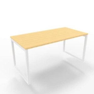 Scrivania piano Faggio 160x80xh.75 cm gamba ad anello in acciaio Bianco linea Practika P2 Quadrifoglio - ECSAT160-GR-I-0