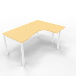 Scrivania angolare destra piano Faggio 160x120xh.75 cm gamba a ponte in acciaio Bianco linea Practika P3 - ECSPT16D-FA-I-0