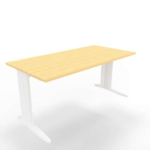 Scrivania piano Faggio 160x80xh.75 cm gamba a L in acciaio Bianco linea Practika P1 Quadrifoglio - ECSMT160-FA-I-0
