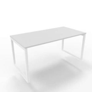 Scrivania piano Grigio 160x80xh.75 cm gamba ad anello in acciaio Bianco linea Practika P2 Quadrifoglio - ECSAT160-GR-I-0