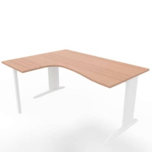 Scrivania angolare sinistra piano Noce canaletto 160x120xh.75 cm gamba a L in acciaio Bianco Practika P1 ECSMT16S-NO-I-0